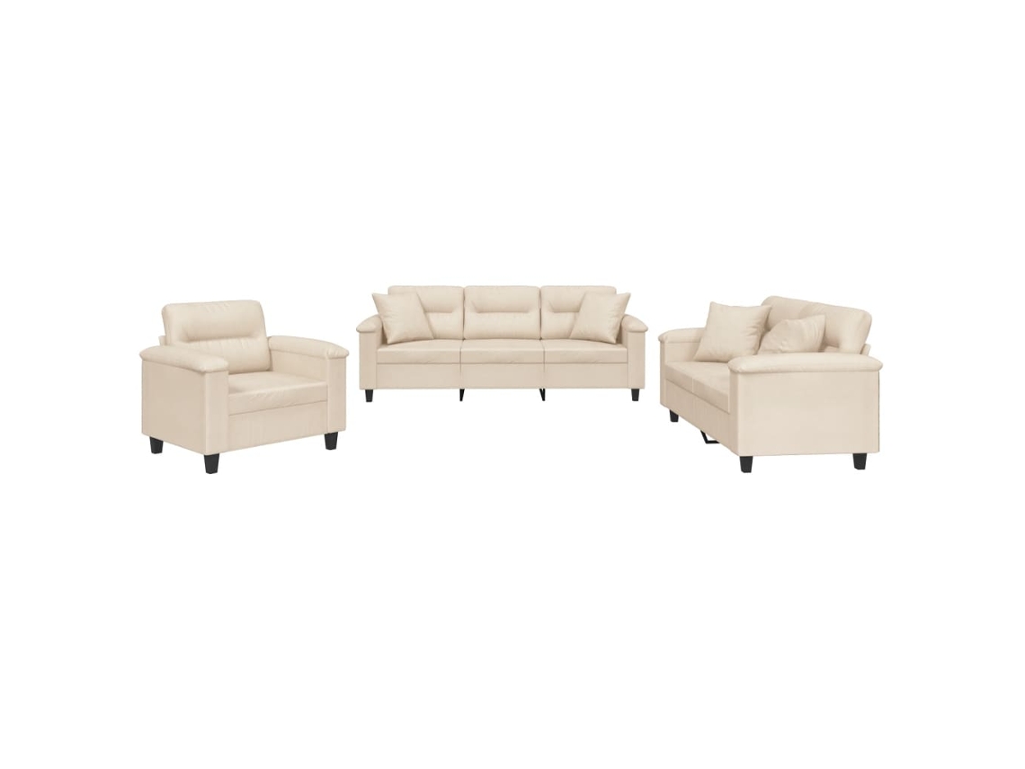 Maison Exclusive - Juego De Sofás Con Cojines 3 Piezas Tela Microfibra Beige