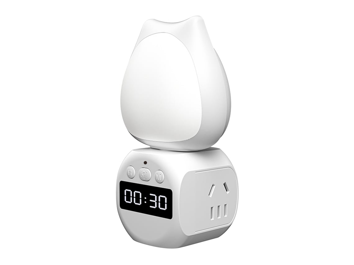 2026-luz Nocturna Led Mini Con Reloj 350° Giratoria Plug In Cuidado De Ojos Control Inteligente Blanca Sin Control Remoto
