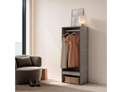 Vestidor abierto, 60x145x35 cm, Dormitorio, habitación, Armario, perchero, Cemento SKRAUT HOME