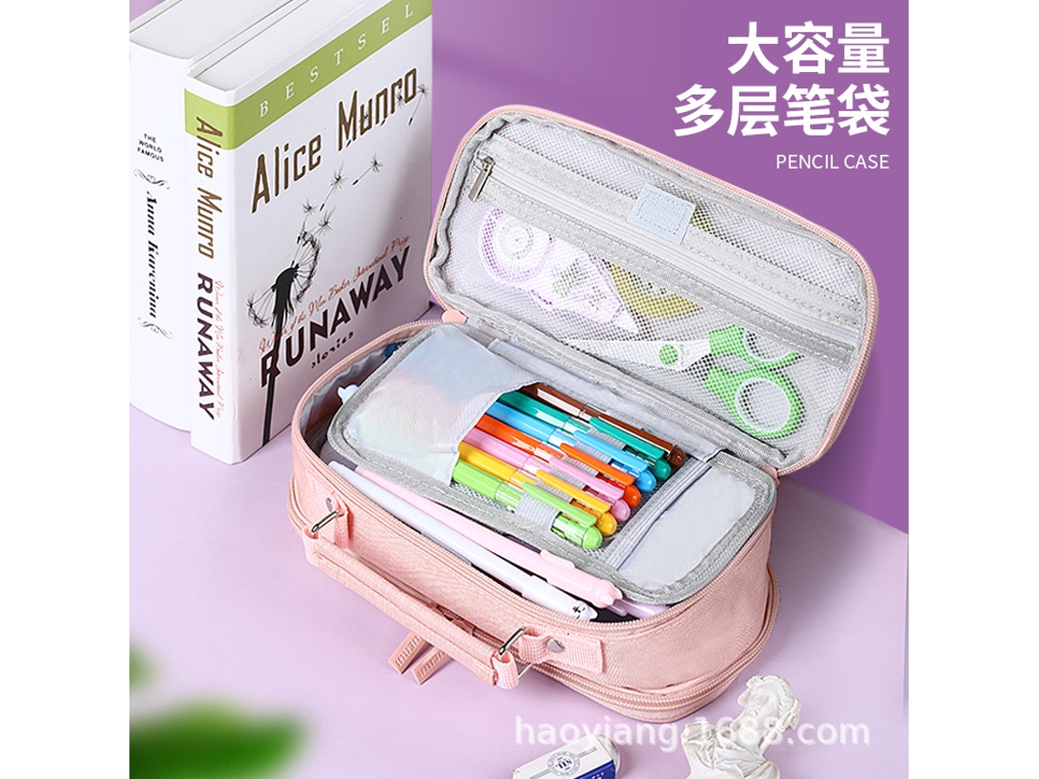 Estuche Para Lápices De Gran Capacidad Para Estudiantes, Versión Coreana, Bolsa De Papelería, Estuche Para Lápices Multicapa De Tela Oxford, Estuche P