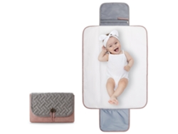 Bolsa cambiadora portátil, plegable, impermeable y lavable, para guardar pañales de mamá y bebé (rosa)