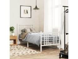 Estructura Cama Sin Colchón Con Estribo Metal Blanco 80x200 Cm