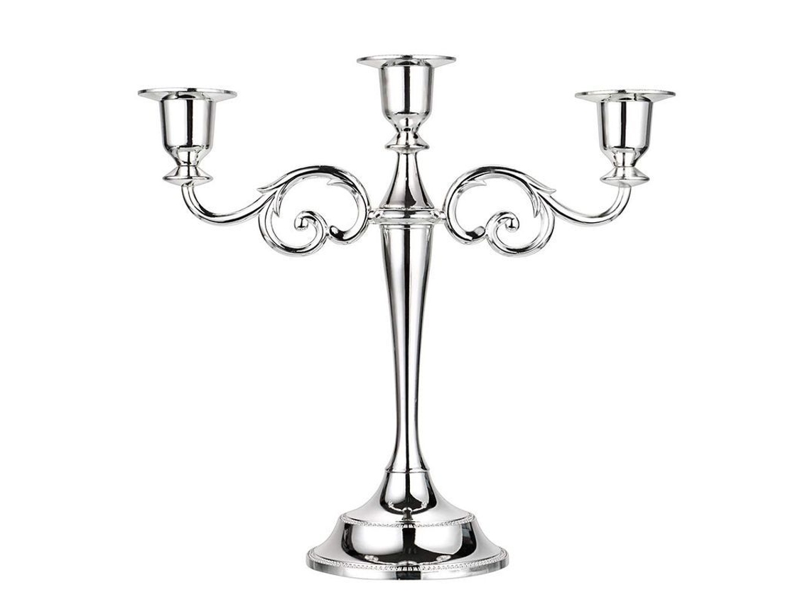 Lámpara De Araña Metálica Linjou Con 3 Brazos Plateados, Elegante Estilo Europeo Para Velas.