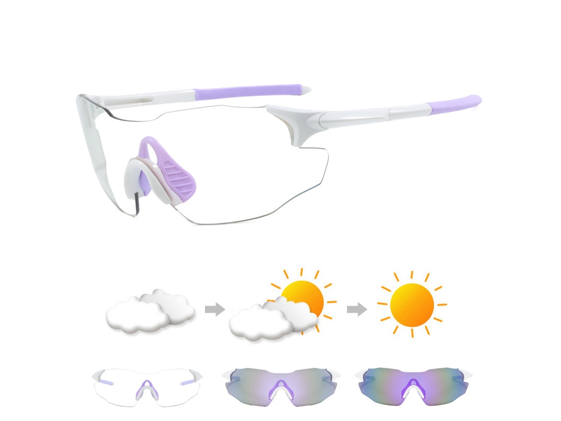 Gafas de sol para ciclismo que cambian de color con protección UV para bicicleta de montaña/morado Gertiz