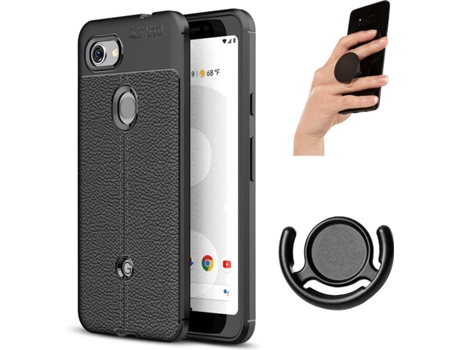 Carcasa, Soporte y Popsocket Google Pixel 3A Rugged Leather Negro