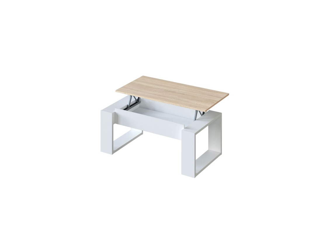 Mesa de centro elevable Nova Blanco Artik (Blanco Mate) - Roble Canadian 105 x 45–54 x 55 cm