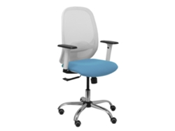 Silla De Oficina Cilanco Con Mecanismo Sincro Tapizada Con Tela Color Azul Cielo Y Malla Color Blanco