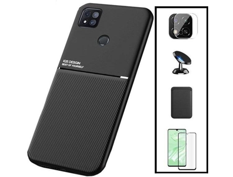 Kit Funda Magnetic Lux, Magnetic Wallet, 5D Full Cover, Protector de Cámara Trasera y Soporte Magnético de Coche Xiaomi Poco C31 PHONECARE Negro