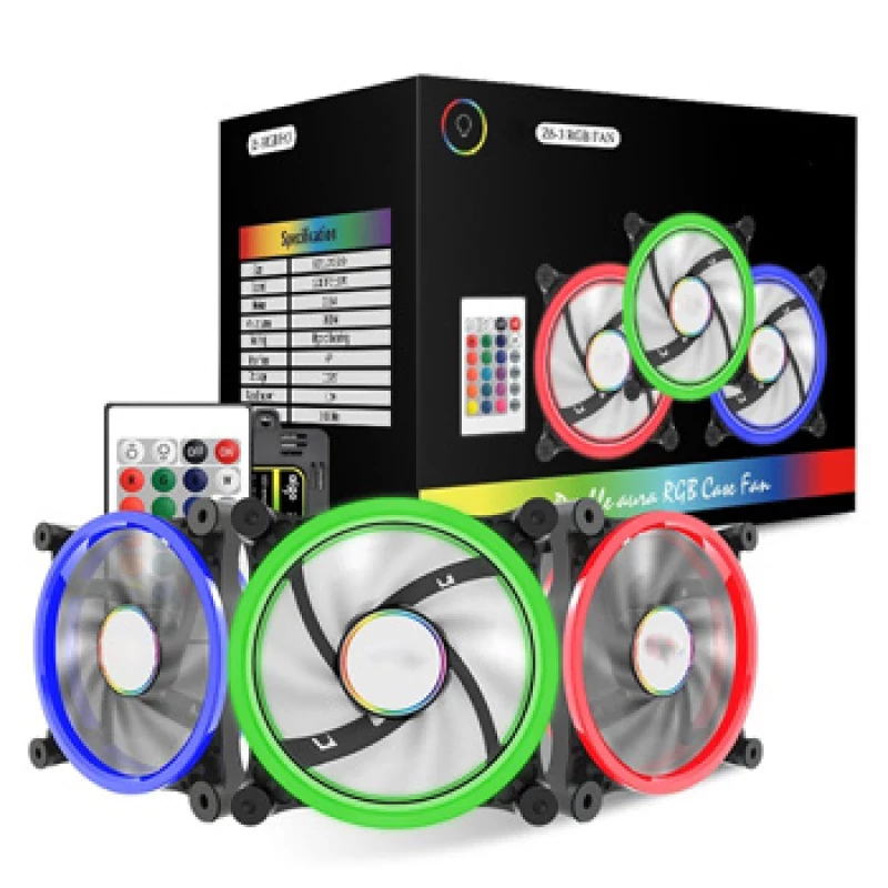 Kit Eurotech Rainbow Rgb 3X Ventilador 120Mm 2 Tiras Led N/A