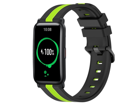 Correa de reloj inteligente para Honor Watch ES Correa de reloj de silicona vertical bicolor de 20 mm (negro + verde lima)