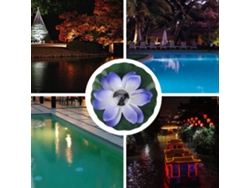 Lámpara solar flotante de loto para piscina LED, 7 colores morados