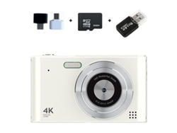 Câmera Digital Ultra Hd 4K H15 Foco Automático Zoom 16X Mini Câmera Compacta 32G Branca