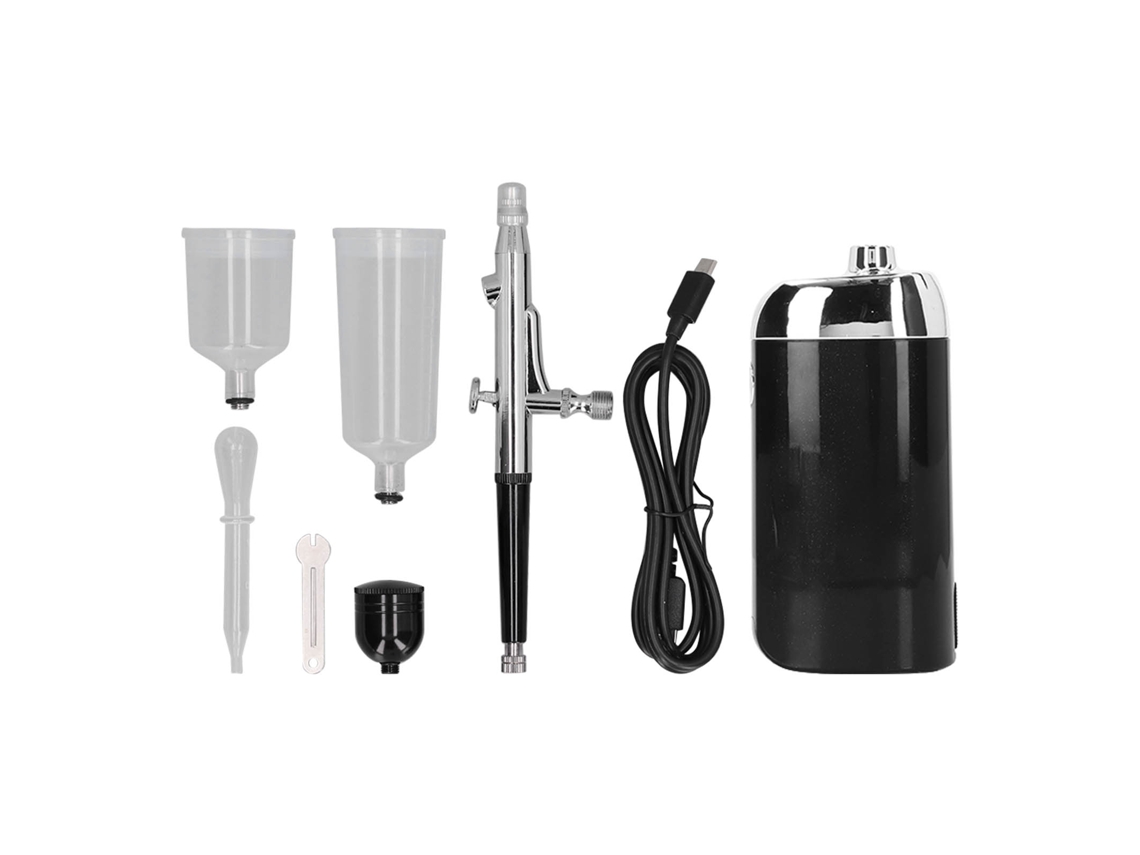Mini Kit De Cepillo Neumático Inalámbrico Recargable Por Usb Portátil Para Decoración De Pasteles Y Manicura - Negro