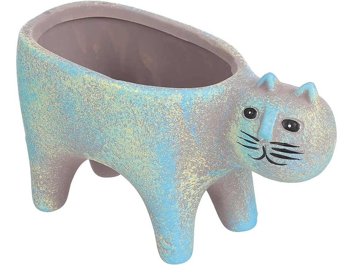 Maceta De Cerámica Con Forma De Gato, Diseño Creativo Y Con Drenaje, Ideal Para Decoración.