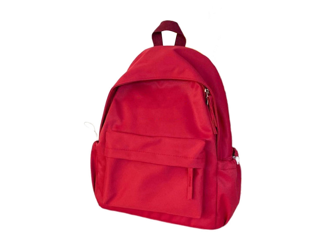 Mochila de viaje versátil con doble asa, ideal para estudiantes y chicas. Ligera y práctica, en color burdeos.