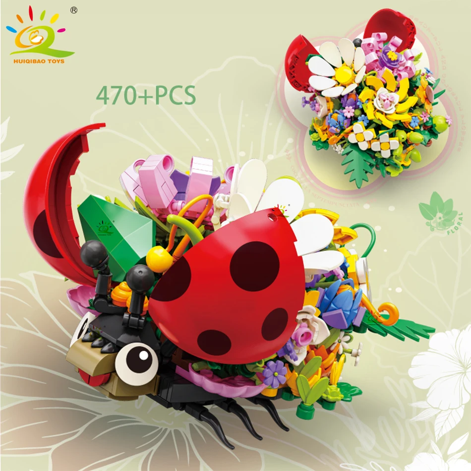 Bloques De Construcción Moc De Flores E Insectos, Juguetes Decorativos