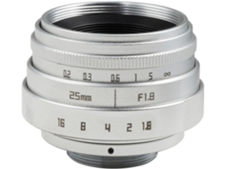 Mini Lente Plateada De 25 Mm F1.8 Para Cámara Sin Espejo Con Montura C, Cctv, Tamaño-, F1..