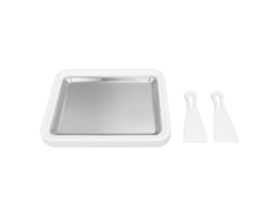 Máquina Para Hacer Helado Enrollado Instantáneo, Acero Inoxidable 304, Con Espátulas, Placa Fría, 21x26cm