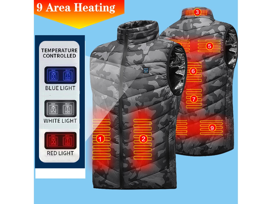 Mtengoo Hv-09c Colete Aquecido 9 Áreas Camuflado Inverno Autoaquecido Usb Elétrico Térmico Ar Livre