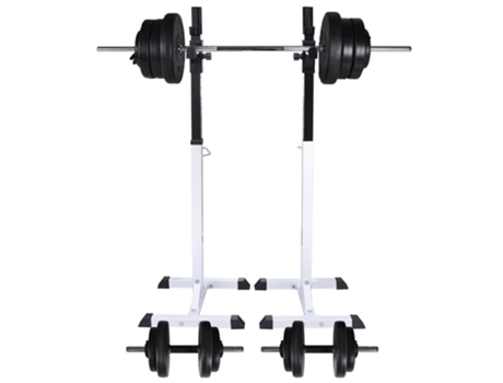 vidaXL Soporte de pesas con pesas y mancuernas 60,5 kg