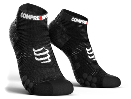 Calcetines para Hombre COMPRESSPORT Racing V3.0 Run Low Negro para Montaña (EU 35 - 38)