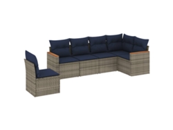 Maison Exclusive - Conjunto De Sofá De Jardín De 6 Piezas Con Cojines, Poliratán Gris