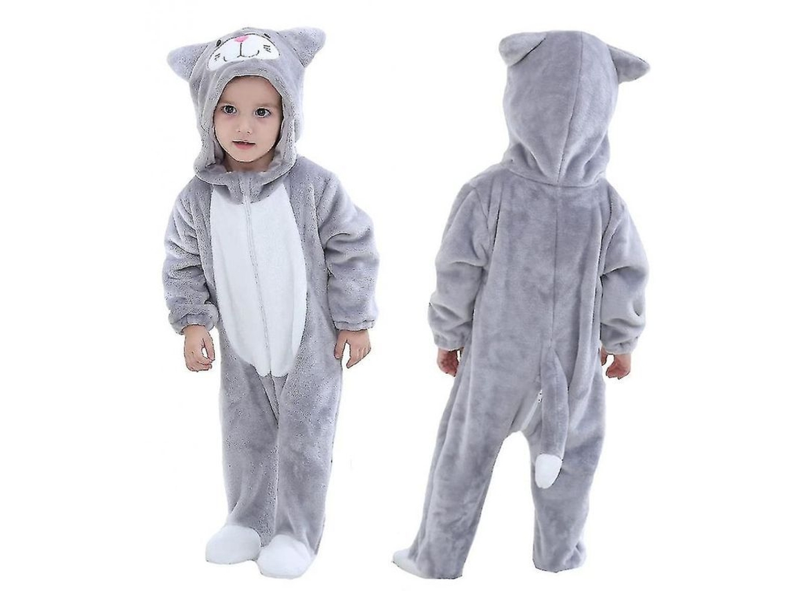 Rebe-disfraz De Dinosaurio Para Bebé Traje Con Capucha De Animal Bonito Para Halloween Talla Niños Smc 1824 Meses Gato Gris