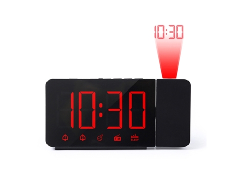 Reloj despertador de proyección Proyector de 180 con radio FM Función de repetición 4 atenuadores Alarma dual Carga USB Reloj digital 12H/24H para ...