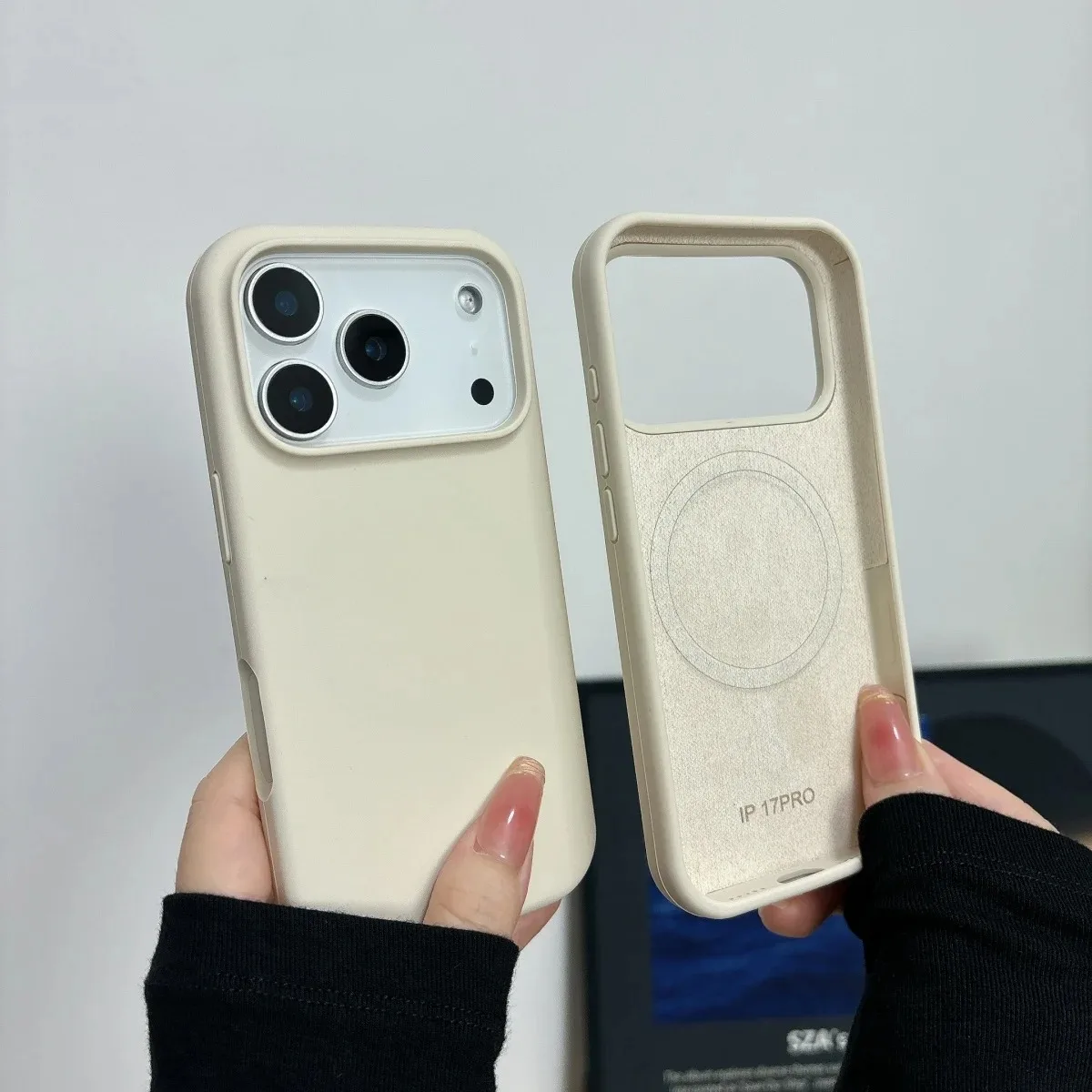 (blanco Antiguo Iphone 13 Pro) Funda Original De Silicona Líquida Magsafe Para Iphone
