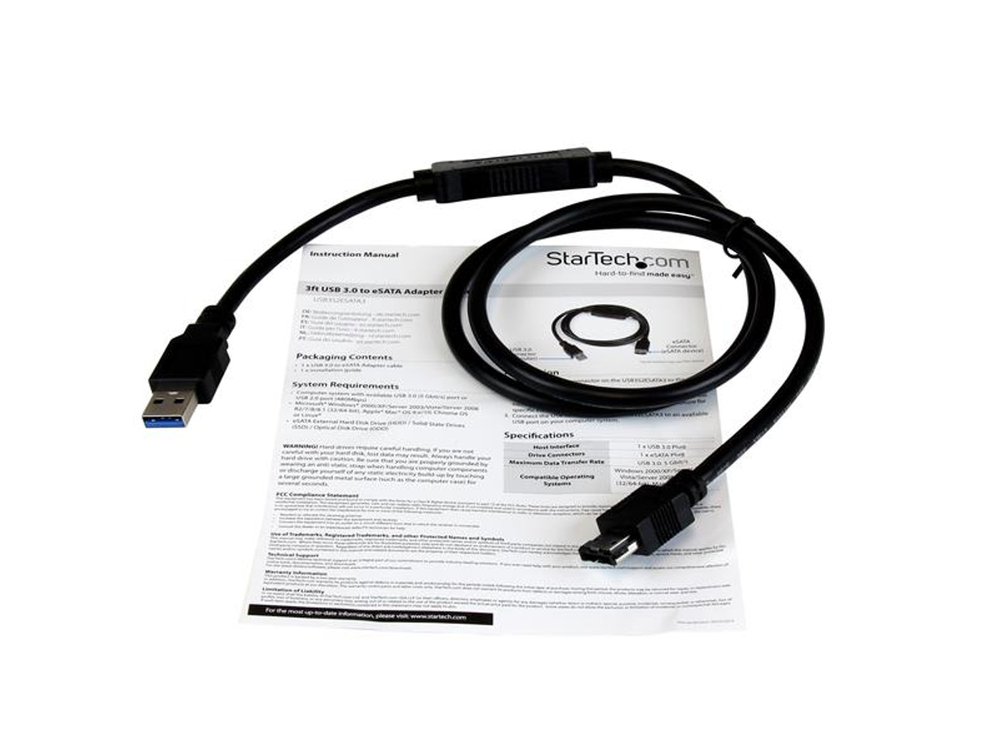 Cable Adaptador STARTECH.COM USB3S2ESATA3 3.0 A eSATA Negro |