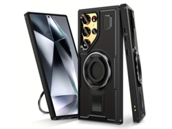 Capa Giratório para Samsung Galaxy S24 Ultra  Metal Anti-Choque Preto
