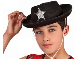 Sombrero DISFRAZZES Sheriff Negro Con Estrella Para Niños (Talla: Talla Universal)