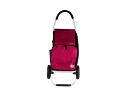 Carro de compra doble con 2 ruedas, material aluminio, bolsa de 43 litros, bolsa de congelación, pegamento, extensible, negro y marrón, maletero