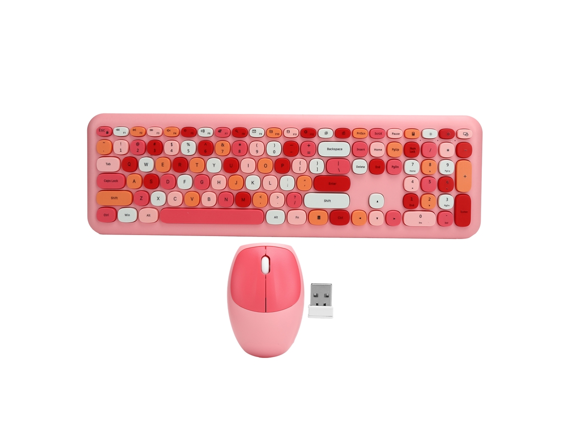 Conjunto de teclado y ratón inalámbricos Baoj-2026 de 2,4 G y 110 teclas, color rosa.