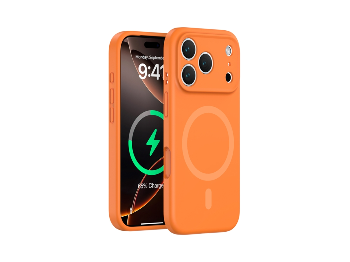 (naranja, Iphone 17 Pro) Funda De Silicona Líquida Para Iphone, Fuerte Fijación Magnética, Protección Completa, Diseño Sencillo.