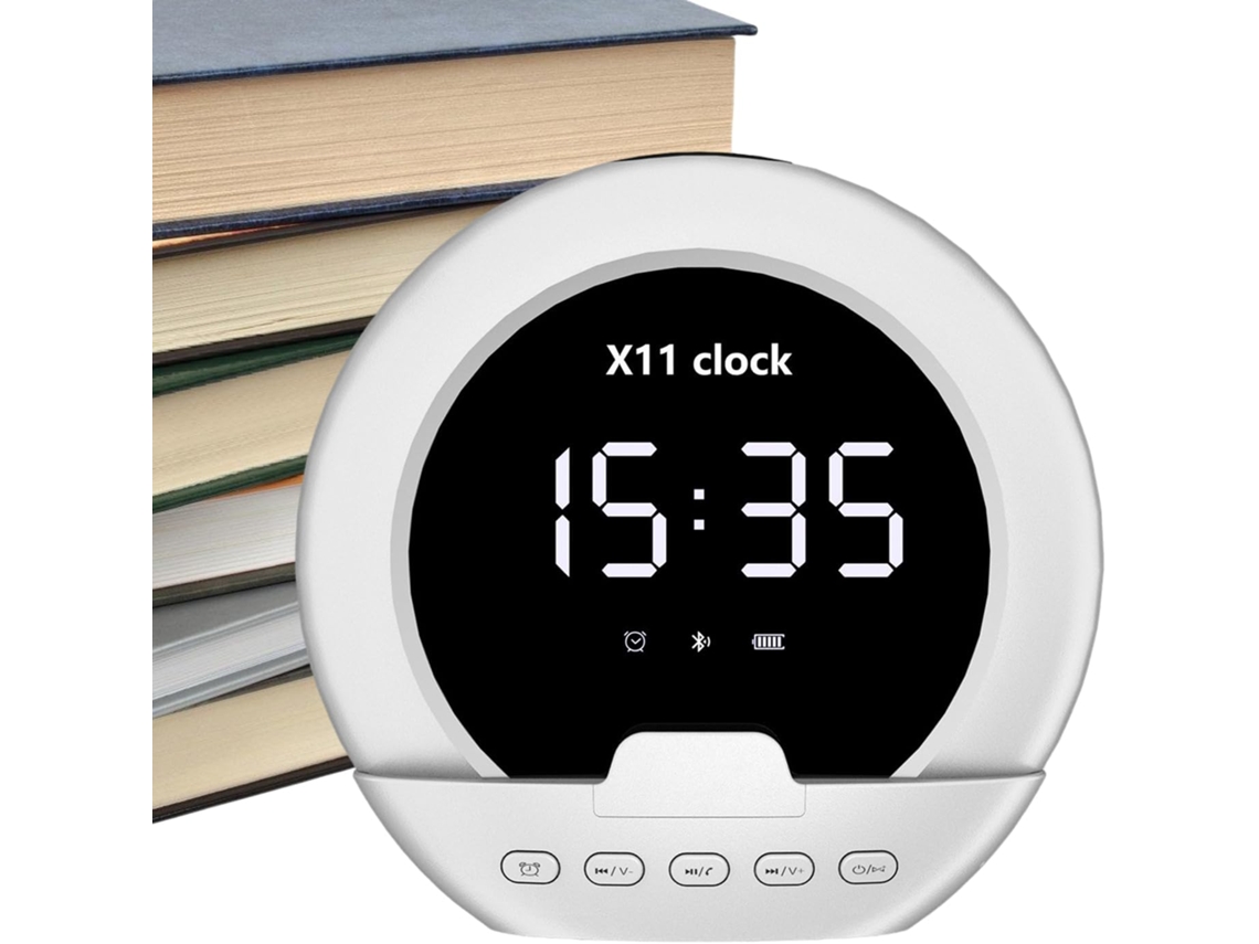 Reloj Despertador Inalámbrico Con Altavoz, Reloj De Mesita De Noche Portátil, Lector Pequeño