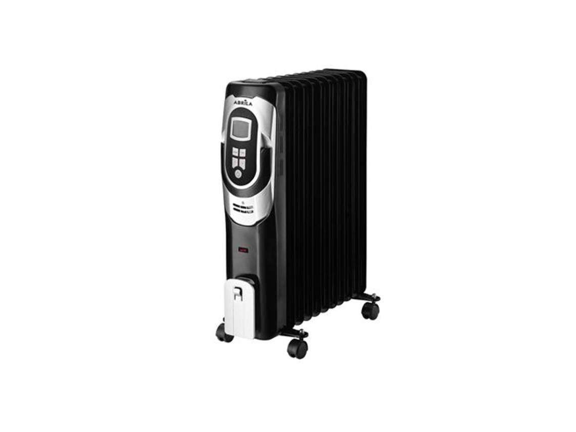 Radiador De Aceite 2500w 11 Elementos Negro Plata 3 Potencias Termostato Regulable Temporizador Ruedas Luz Indicadora 62x49x24cm
