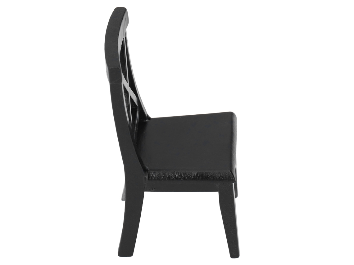 Silla De Madera Negra Para Casa De Muñecas, Estilo Clásico, Miniatura 1:12