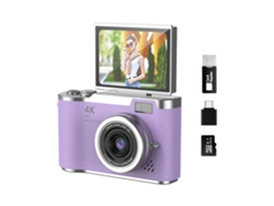 Cámara digital con pantalla abatible 4K, 48 millones de píxeles, Digitallab (morado)