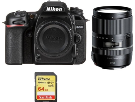 Kit Cámara Réflex NIKON D7500 + TAMRON 16-300mm F3.5-6.3 Di II VC PZD MACRO (B016) + Tarjeta SD de 64GB