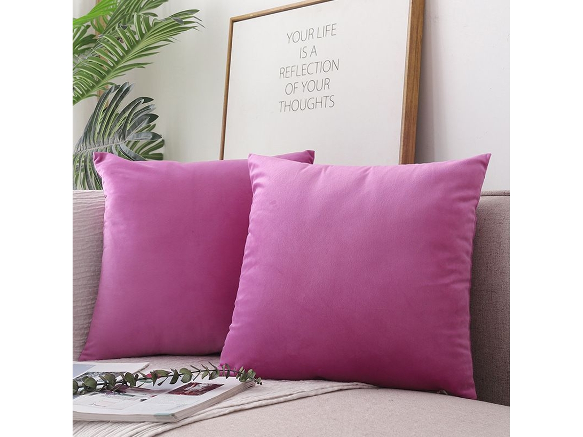2026-funda De Almohada Cuadrada De Terciopelo De Dos Piezas, Suave, Cómoda Y Lujosa, Color Sólido, 16x16 Pulgadas/40x40 Cm- Rojo Rosa