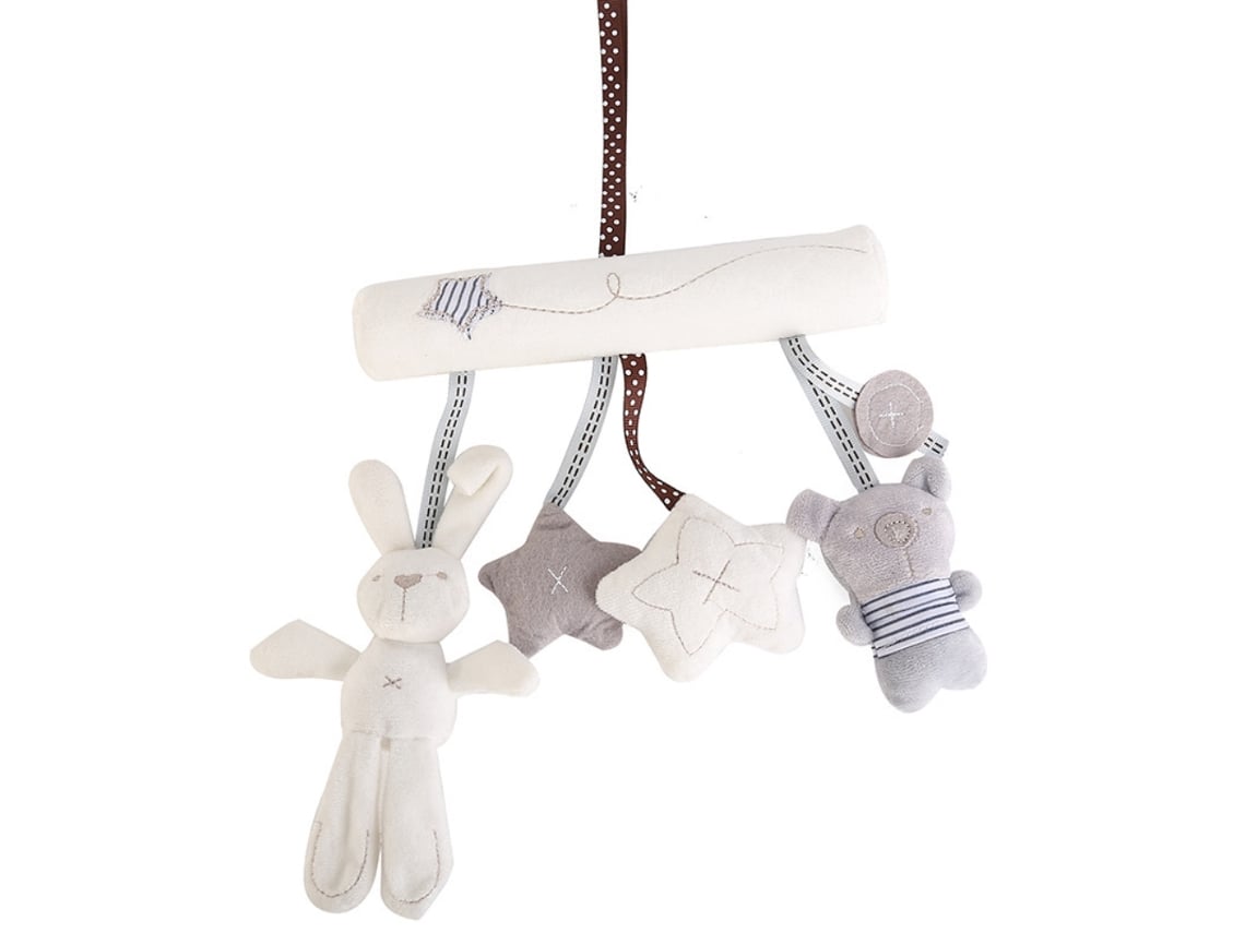 Rebe-juguetes Colgantes Para Bebé Con Música Cuna Carro Peluche Conejo Estrella Oso Juguete Interactivo Suave Para Bebés