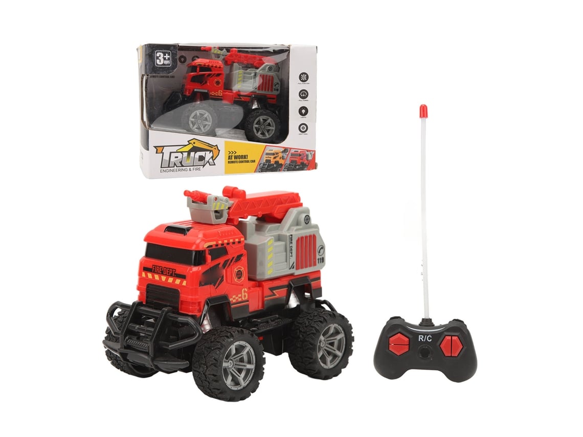 Ats-coche De Bomberos Rc Con Escalera Eléctrica Y Luces Funcionales, Juguete De Control Remoto De Plástico 1:43