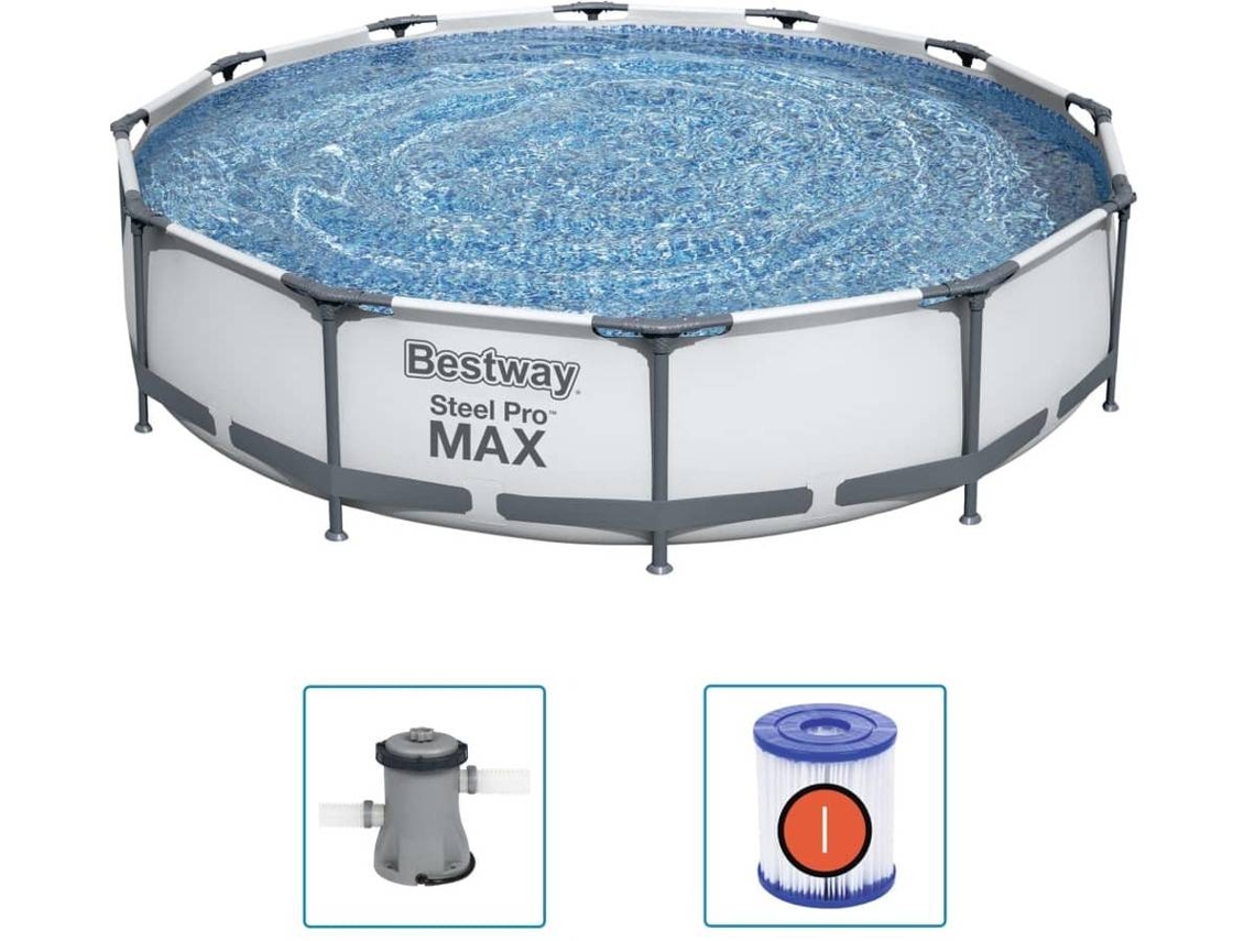 Juego de Piscina BESTWAY (Gris - Acero - 366x76 cm)