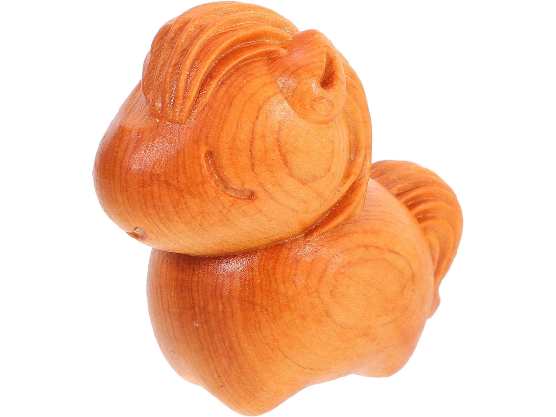 Figura Madera Tallada Resistente Golpes Caballo Regordete Zodiaco Chino Adorno Artístico Estantes Escritorios