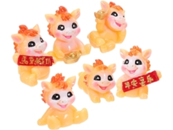 Figuritas Caballos Miniatura Adorno Elegante Juego 6 Resina Nuevo Chino 2026 Decoración Paisaje Musgo Oficina