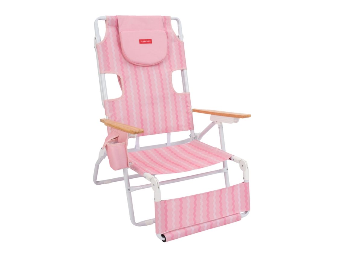 Flamingueo Silla Playa Reclinable Reposapiés Aluminio Rosa