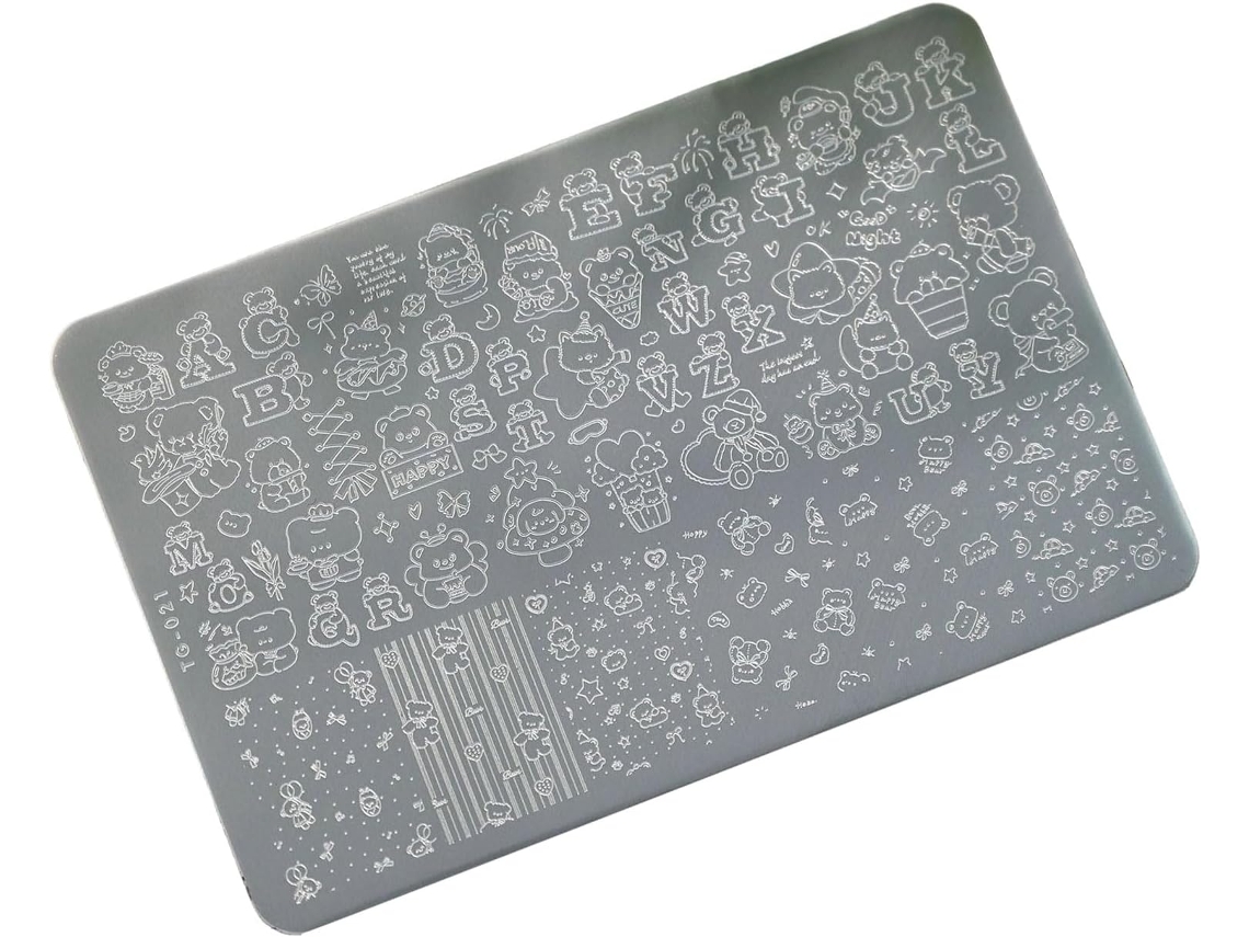Adorable Placa De Estampado Portátil De Acero Inoxidable Para Manicuras Profesionales.