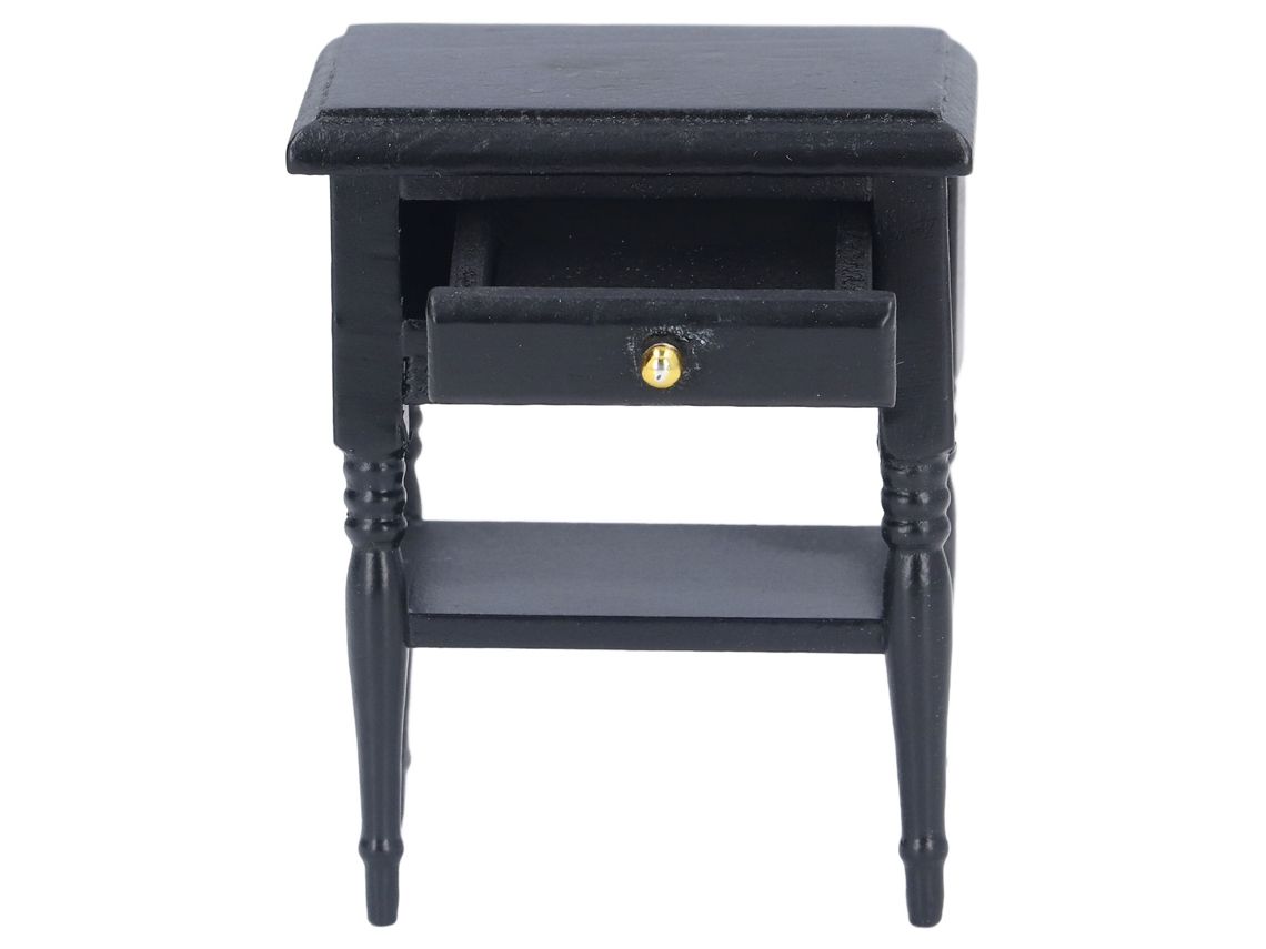 Mesita De Noche Miniatura De Madera Negra Para Casa De Muñecas, Modelo De Simulación 1:12