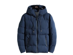 Chaqueta De Invierno Casual Para Hombre Con Capucha Relleno De Algodón Estilo Coreano Abrigo Grueso Poliéster Cremallera Talla M-4xl Gris Negro Azul
